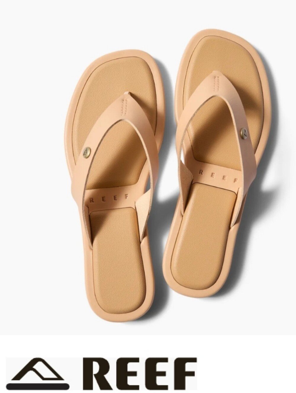 REEF Willow Ella Cushioned Flip Flop Sandal , Natural Beige, Vegan Leather